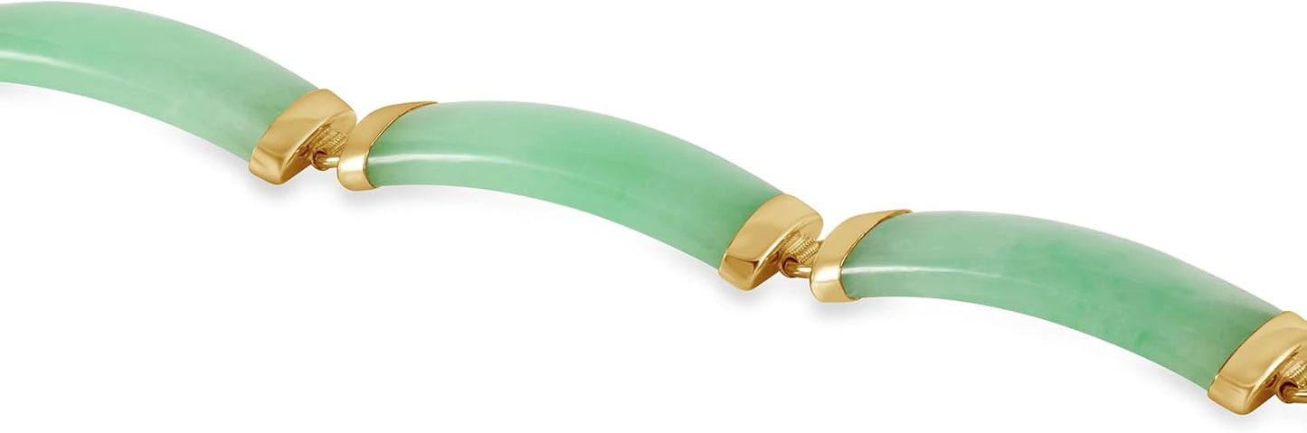 Belacqua Natural Green Jade Link Bracelet in Sterling Silver, 7.5 Inches Length, Fashion Jewelry for Women, Gift Box Included