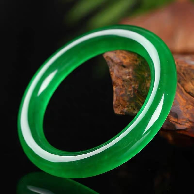 URED Floating Green Jade Bangle Bracelet For Women Narrow Feng Shui Bracelet Good Luck jade Bangle Genuine Healing For Woman Yoga meditation mother gift Birthday good luck
