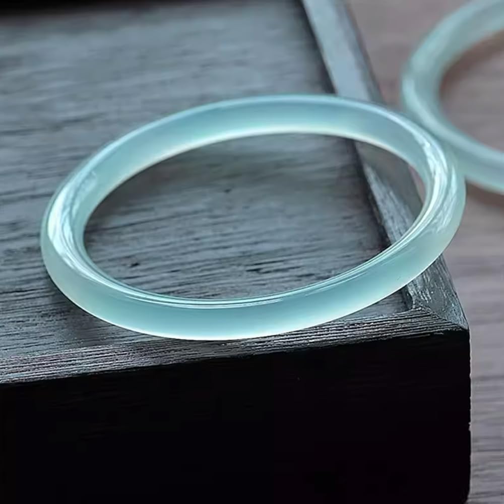 URED Floating Green Jade Bangle Bracelet For Women Narrow Feng Shui Bracelet Good Luck jade Bangle Genuine Healing For Woman Yoga meditation mother gift Birthday good luck