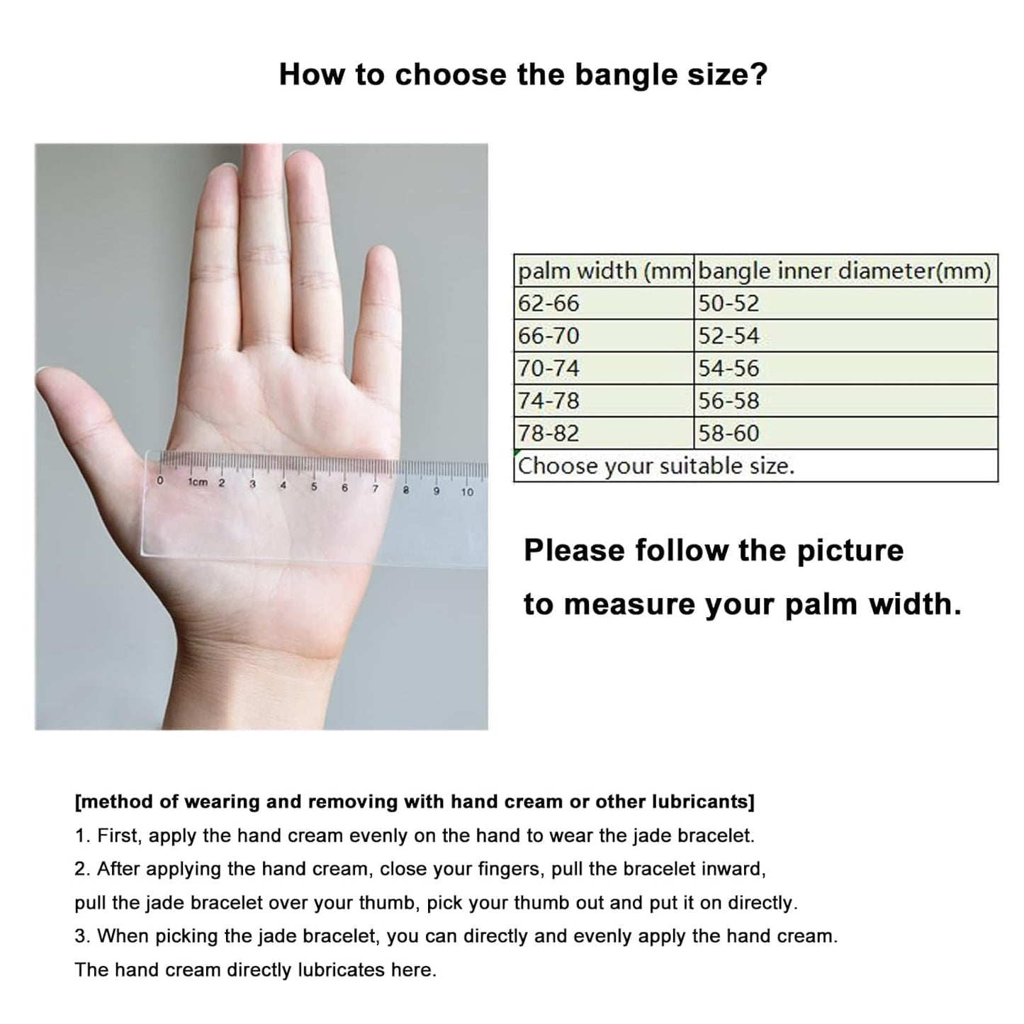 Natural Green Jade Bangle Bracelet for Women, Lucky Round Nephrite Jade 10mm Width Jewelry Gift (58mm)