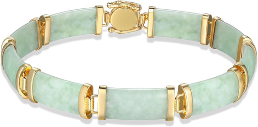 Amazon Essentials 18k Yellow Gold Over Sterling Silver Jade Noodle Link Bracelet, 7.25" , (previously Amazon Collection)