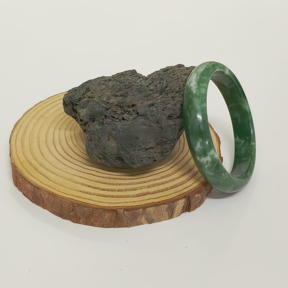 Jade Bracelet For Women, Green Stone Bangle Natural Gradient Chinese Style Bracelets With Box Wealth Fortune Healing Protection Good Luck Jewelry Gift
