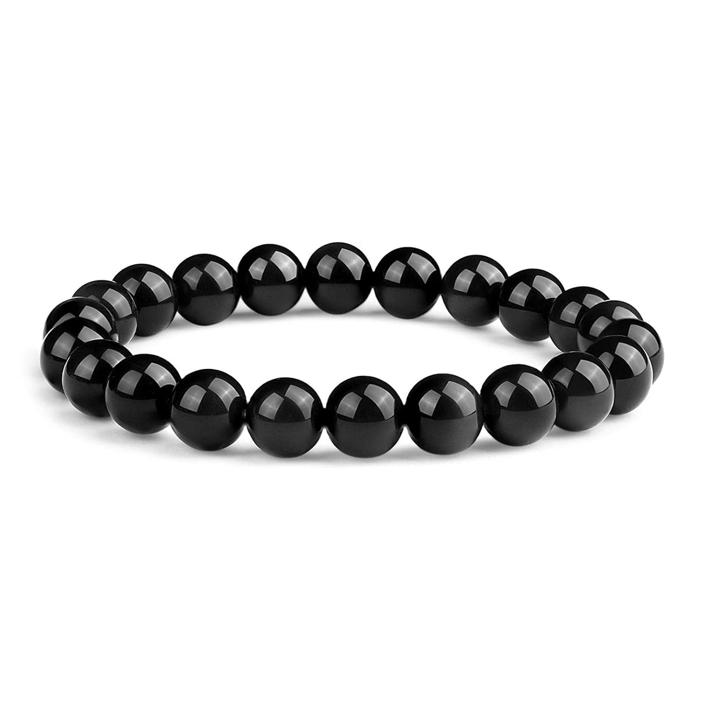 Crystal Vibe Triple Protection Bracelet - 8mm Beaded Bracelet for Women Men - Natural Stones of Tiger Eye, Hematite, Black Obsidian - Healing Crystal Bracelet for Anxiety Relief - Adjustable Size