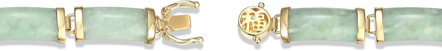 Amazon Essentials 18k Yellow Gold Over Sterling Silver Jade Noodle Link Bracelet, 7.25" , (previously Amazon Collection)