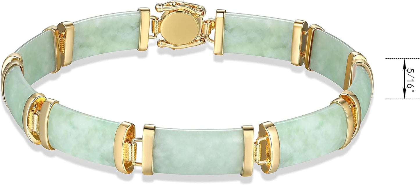 Amazon Essentials 18k Yellow Gold Over Sterling Silver Jade Noodle Link Bracelet, 7.25" , (previously Amazon Collection)
