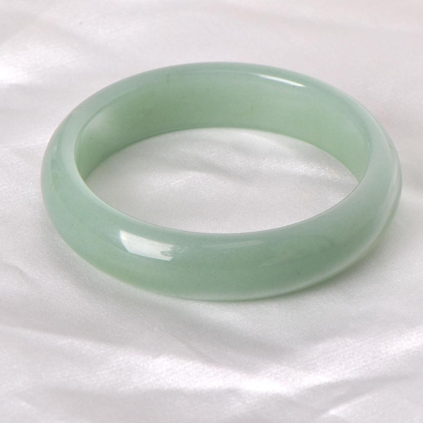 Green White Natural Jade Bangle Bracelet for Women Healing Protection Good Luck Natural Gemstone Fengshui Jewelry for Wife Mother's Day Gift for Mom (Light Green, 60-62mm diameter)