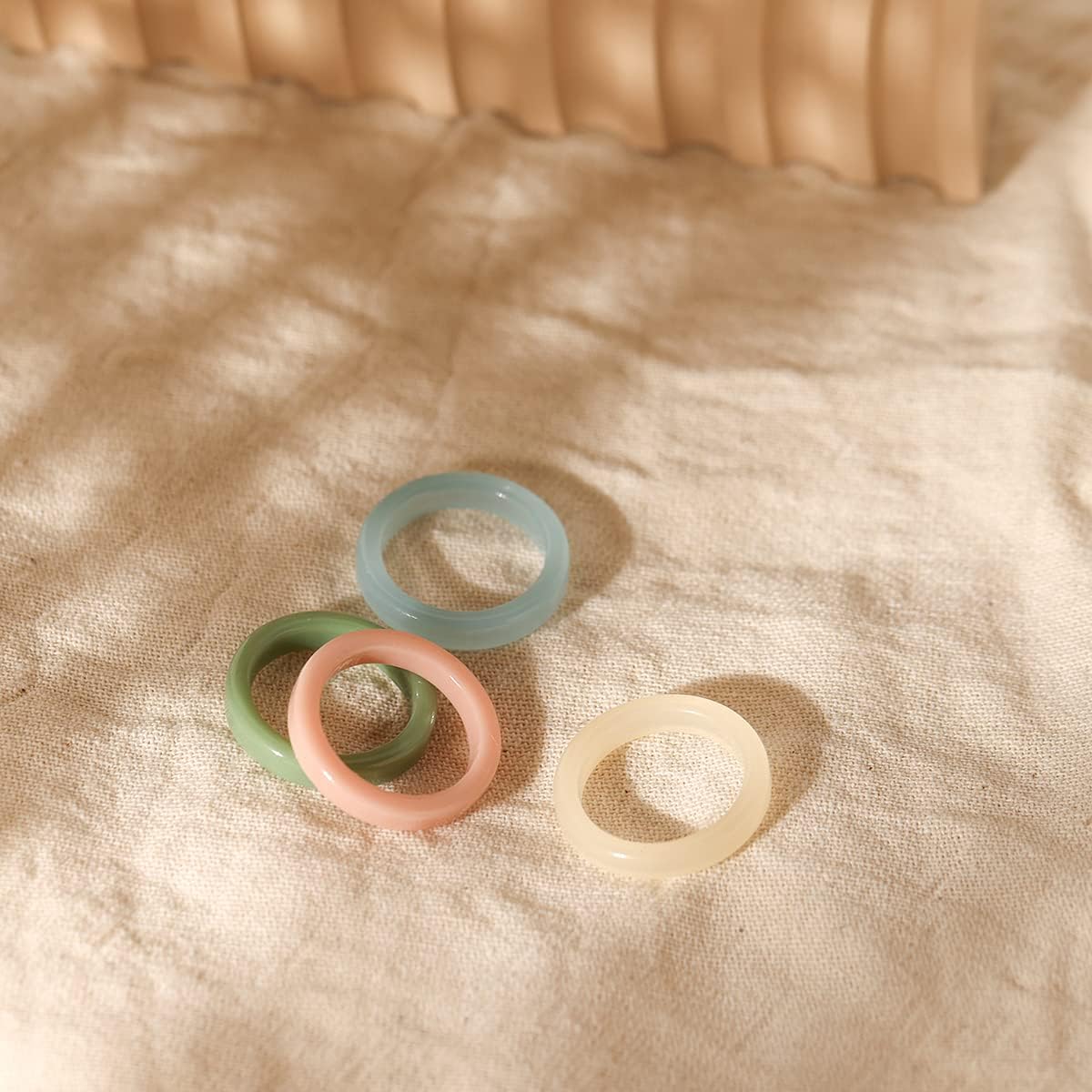 Viva Joya Resin Rings, Plastic Rings Acrylic Rings Knuckle Rings for Women, Chunky Aesthetic Trendy Colorful Cute Stackable jewelry, Bulk Rings, Statement Dome Thick Rings, Set Size 6 7 8 9