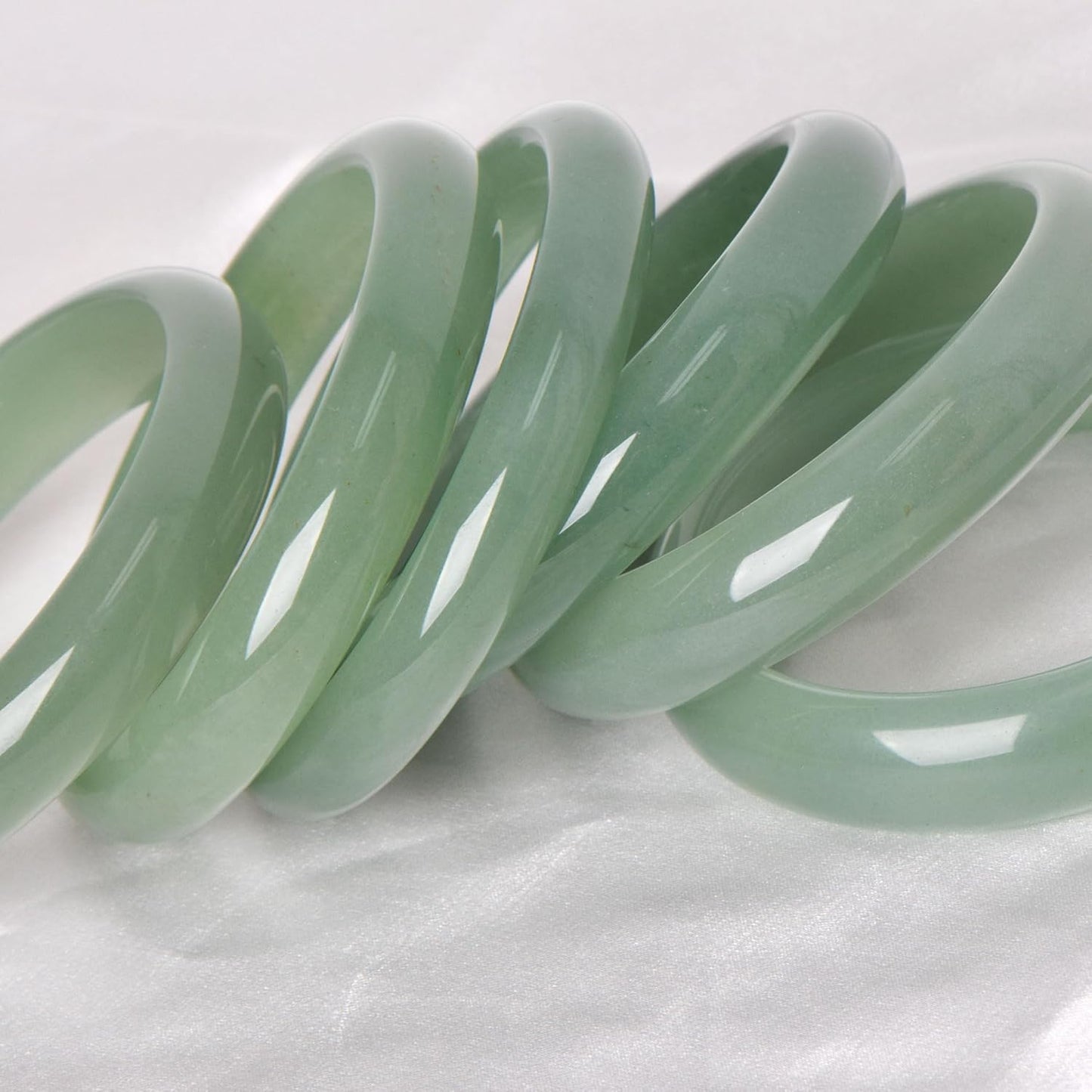 Green White Natural Jade Bangle Bracelet for Women Healing Protection Good Luck Natural Gemstone Fengshui Jewelry for Wife Mother's Day Gift for Mom (Light Green, 60-62mm diameter)