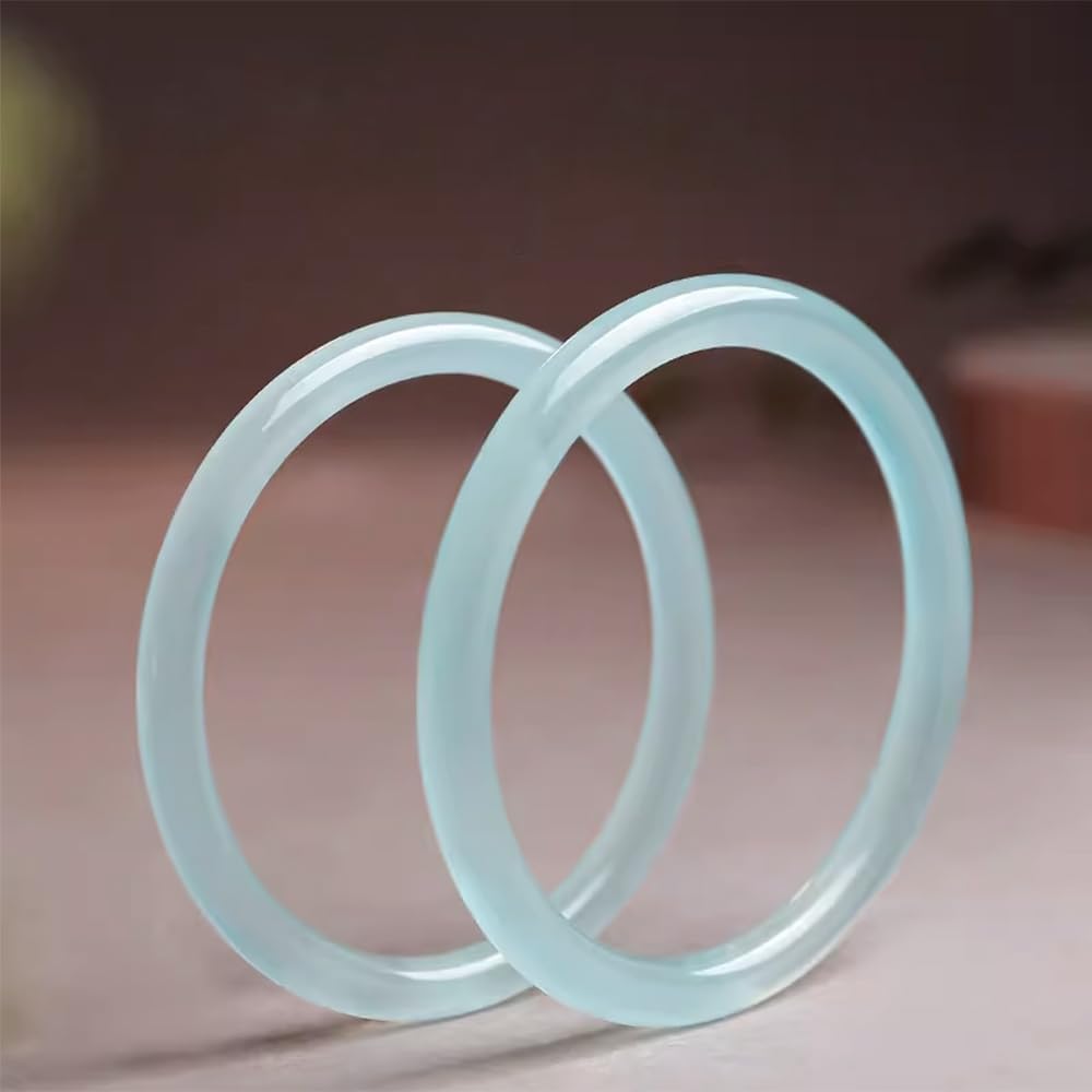 URED Floating Green Jade Bangle Bracelet For Women Narrow Feng Shui Bracelet Good Luck jade Bangle Genuine Healing For Woman Yoga meditation mother gift Birthday good luck