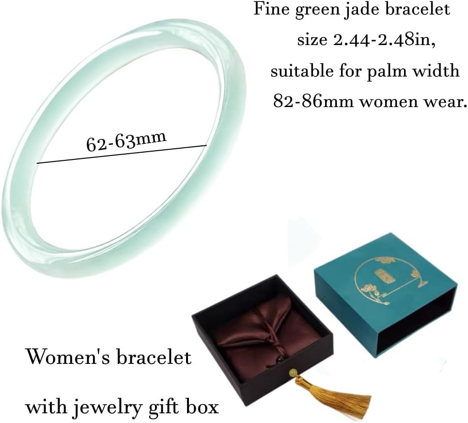 URED Floating Green Jade Bangle Bracelet For Women Narrow Feng Shui Bracelet Good Luck jade Bangle Genuine Healing For Woman Yoga meditation mother gift Birthday good luck