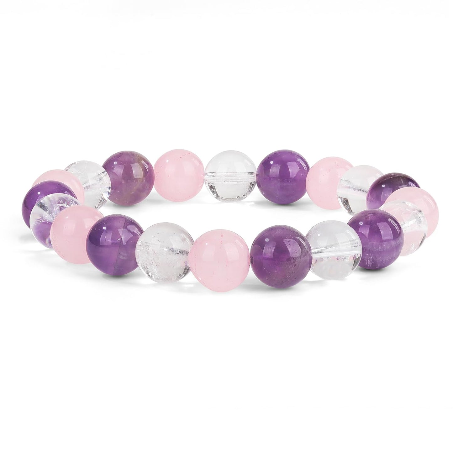Crystal Vibe Triple Protection Bracelet - 10mm Bead Bracelet for women men With Natural Stones of Tiger Eye Hematite and Black Obsidian - Healing Crystal Bracelet for Good Luck Prosperity Happiness