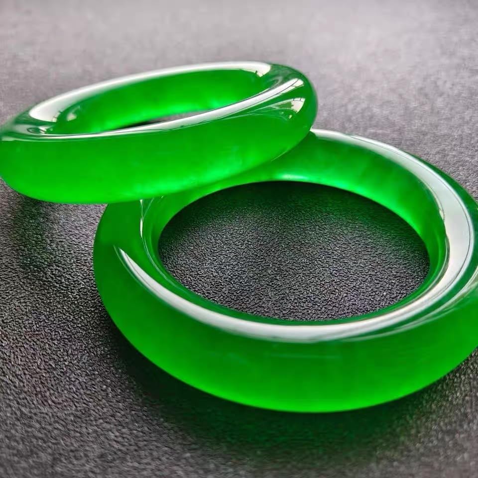 URED Floating Green Jade Bangle Bracelet For Women Narrow Feng Shui Bracelet Good Luck jade Bangle Genuine Healing For Woman Yoga meditation mother gift Birthday good luck
