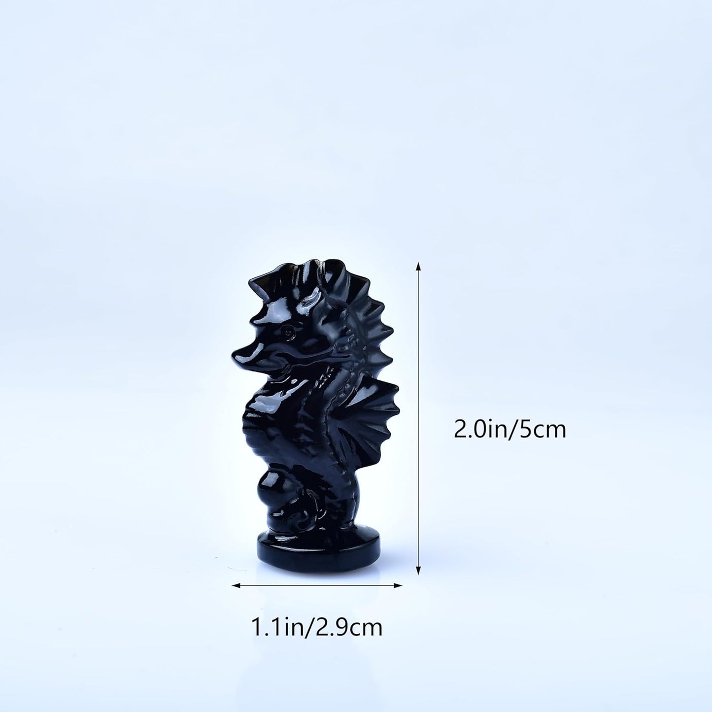 Natural Crystal Obsidian Seahorse Crystal Healing Stone Spiritual Meditation Pocket Figurine Statue Natural Gemston Hand Carved Polished Home Room Office Desk Decoration Gift Collect