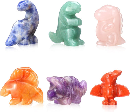 6 Pcs Crystal Dinosaur Figurine Cute Dinosaur Figures Statue Dinosaur Figurine Collection Decor for Women Men Desk Garden Home Decor