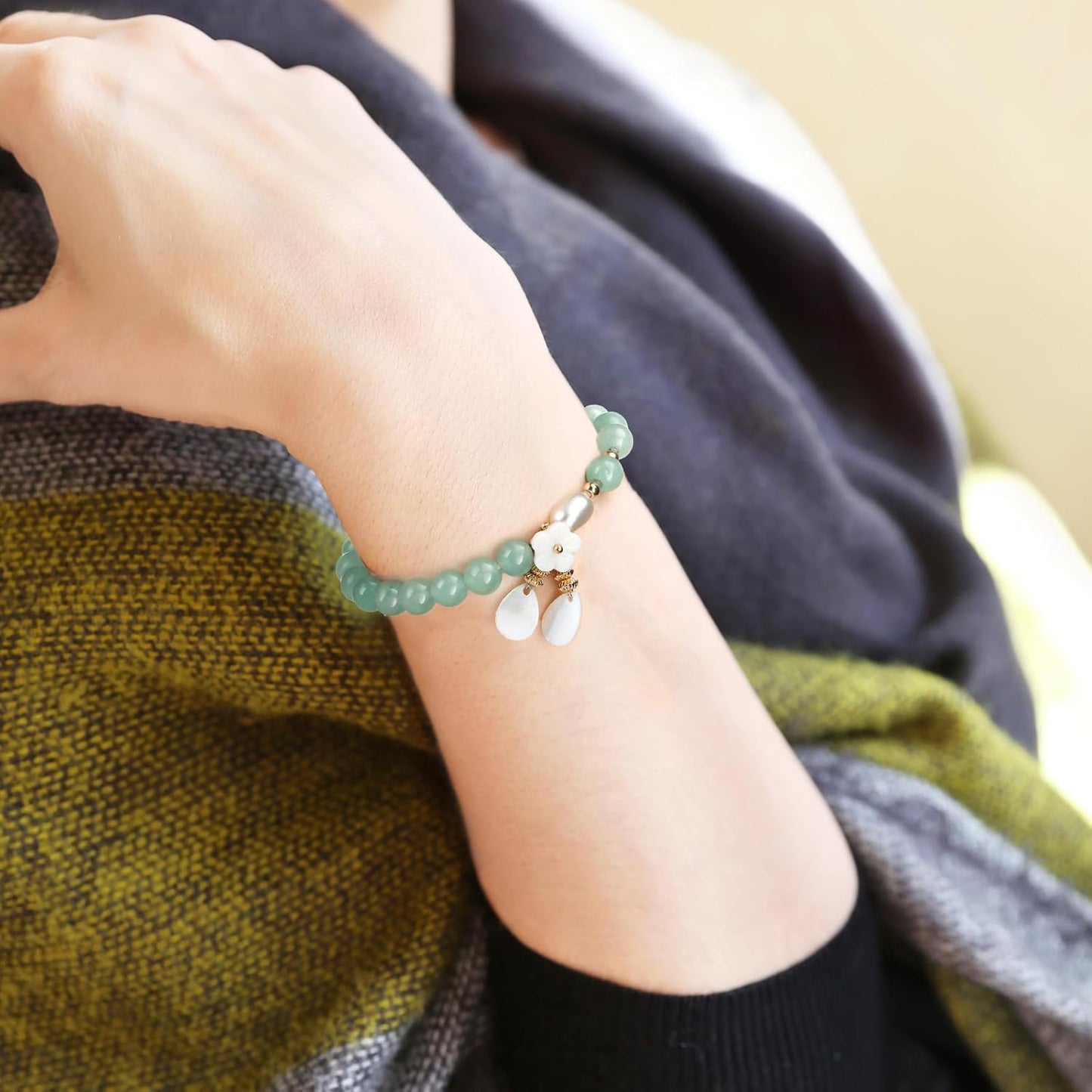 Landical 2.4 Inch Natural Jade Bangle Bracelet for Women Elegant Jade Bangle Bracelet with Jewelry Box Good Luck Jewelry Gift