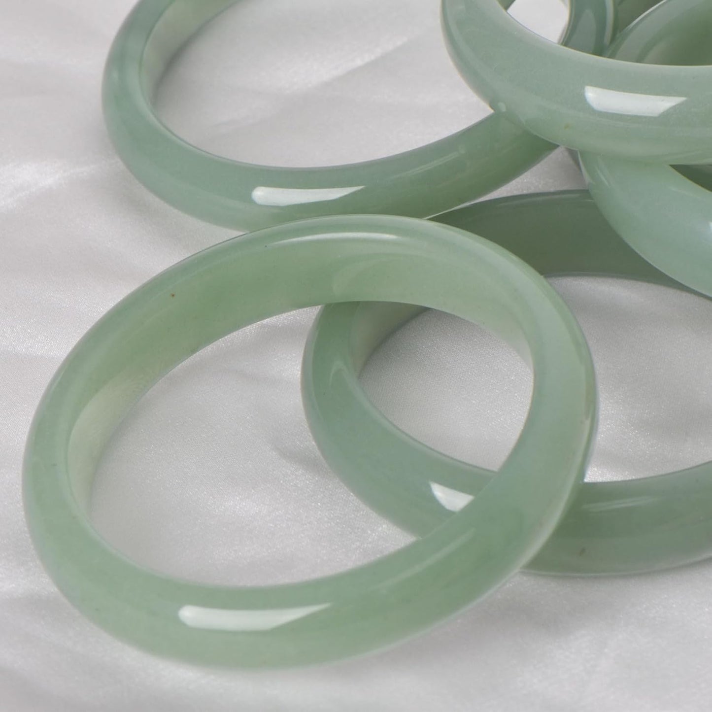 Green White Natural Jade Bangle Bracelet for Women Healing Protection Good Luck Natural Gemstone Fengshui Jewelry for Wife Mother's Day Gift for Mom (Light Green, 60-62mm diameter)