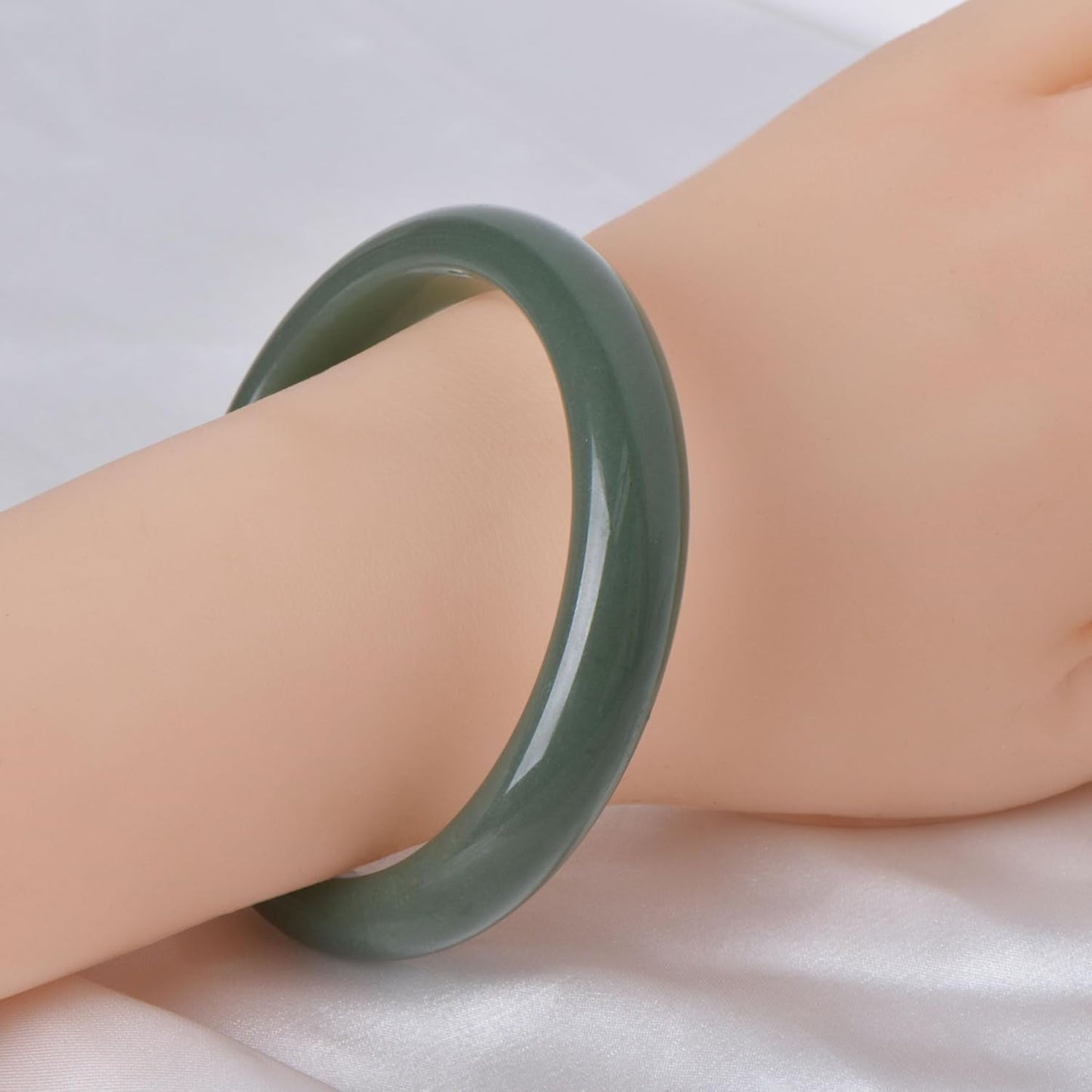 Green Natural Jade Bangle Bracelet for Women Healing Protection Good Luck Natural Gemstone Fengshui Jewelry for Wife Mother's Day Gift for Mom (Green, 56-58mm diameter)