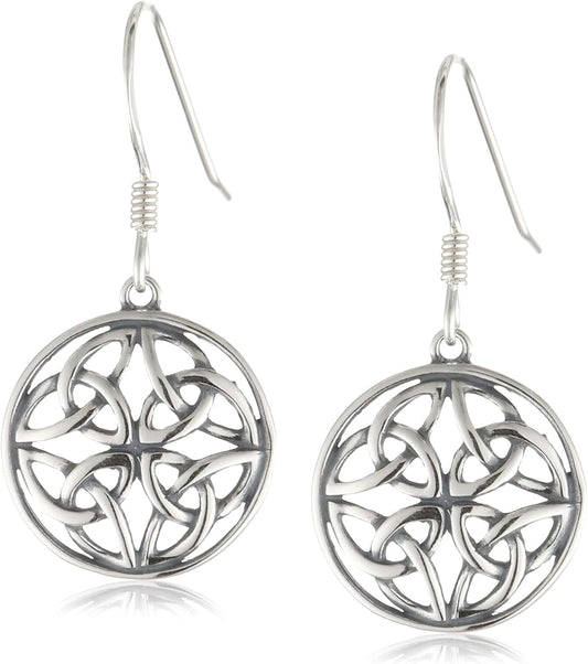 Amazon Essentials Sterling Silver Celtic Knot Round Drop Wire Earrings , (previously Amazon Collection)