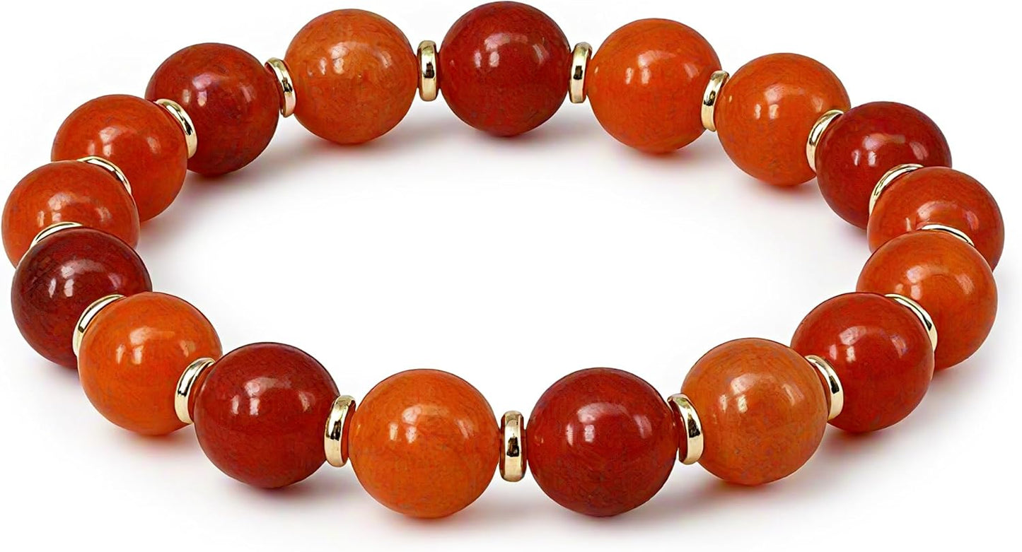 Feng Shui Natural Stone Bracelet – Natural Yellow Stone for Luck & Confidence Handmade 10mm Energy Jewelry for Men & Women Uplifting Gift with Gift Box