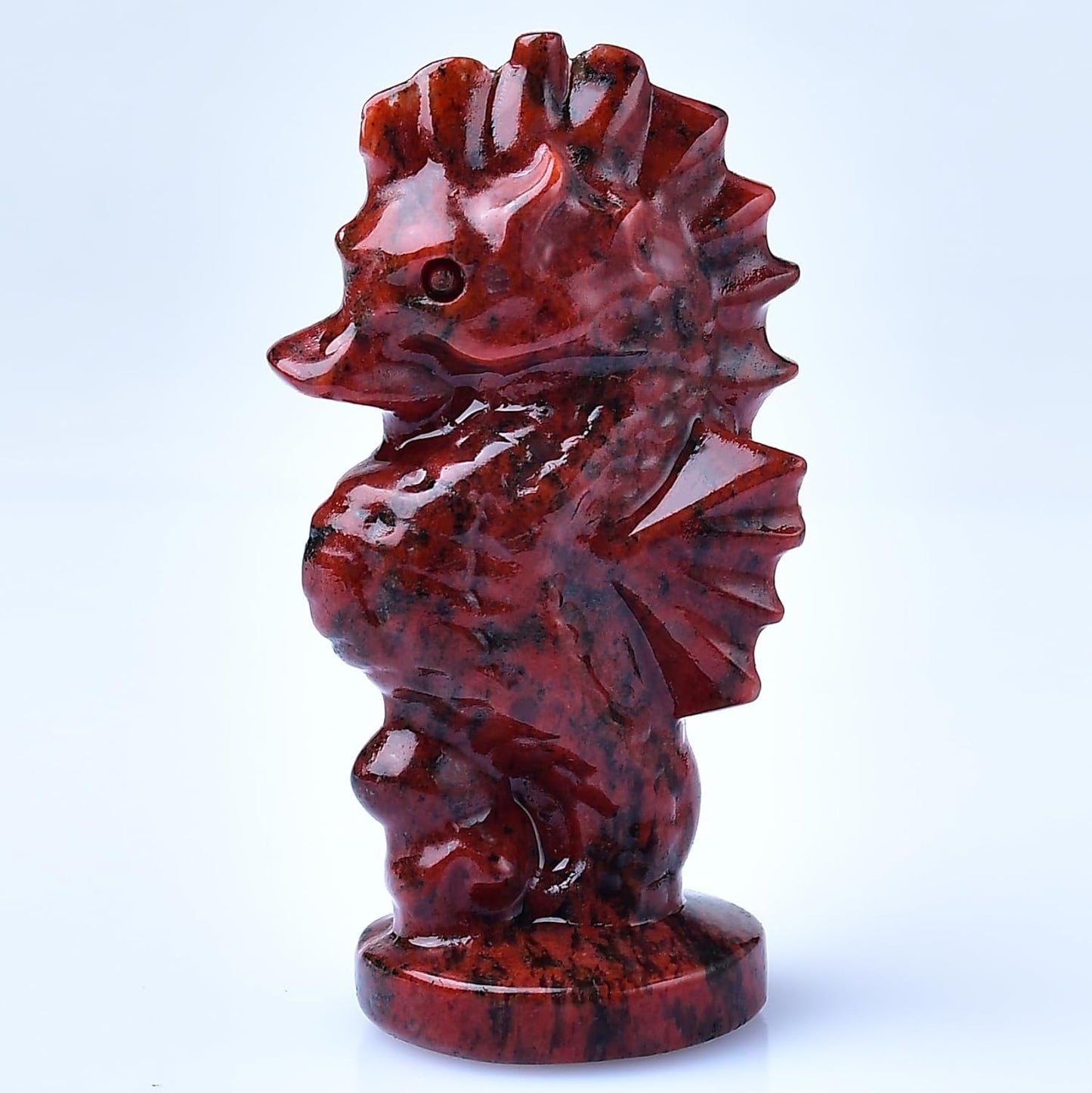 Natural Crystal Obsidian Seahorse Crystal Healing Stone Spiritual Meditation Pocket Figurine Statue Natural Gemston Hand Carved Polished Home Room Office Desk Decoration Gift Collect