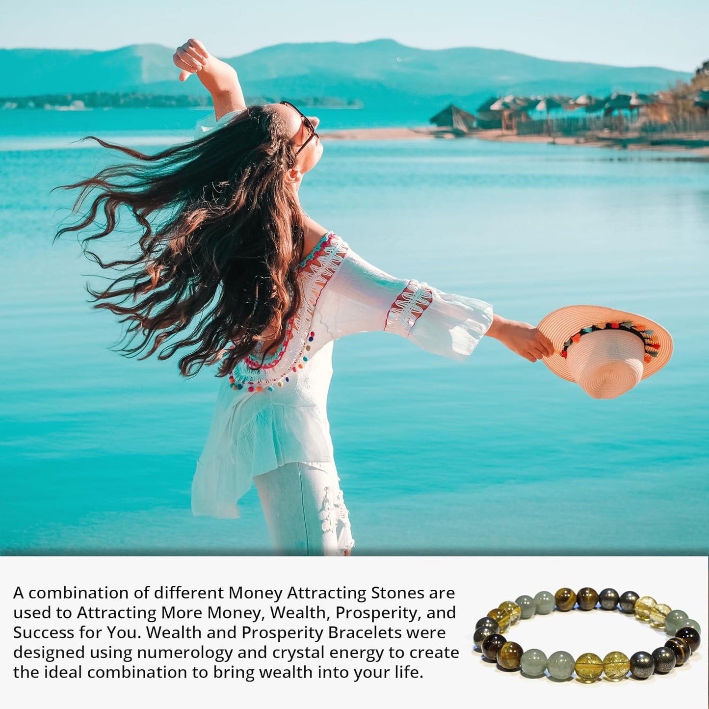 Money Wealth Success Bracelet - Pyrite Green Aventurine Tiger Eye Citrine Bracelet Set for Men Women Healing Calming Anxiety Stress Relief Gifts Pulseras Para Hombres Mujer Stocking Stuffers